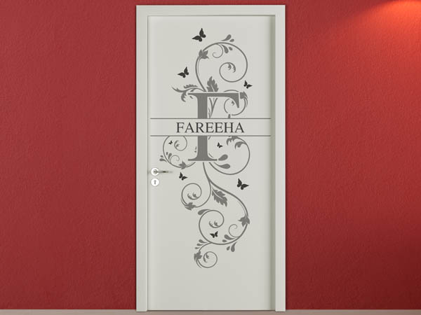 Wandtattoo Namensschild Fareeha auf einer Tür