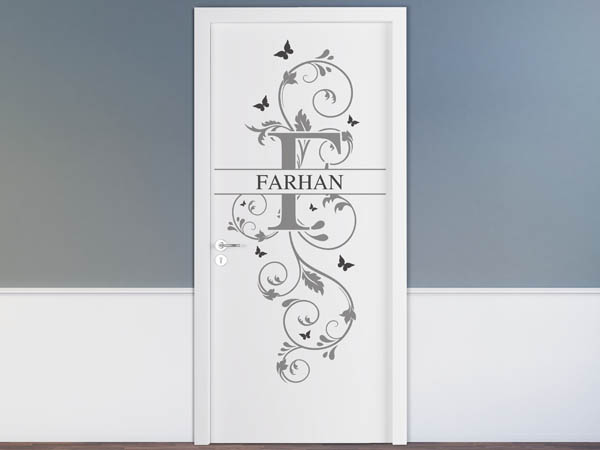 Wandtattoo Namensschild Farhan auf einer Tür