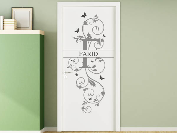Wandtattoo Namensschild Farid auf einer Tür