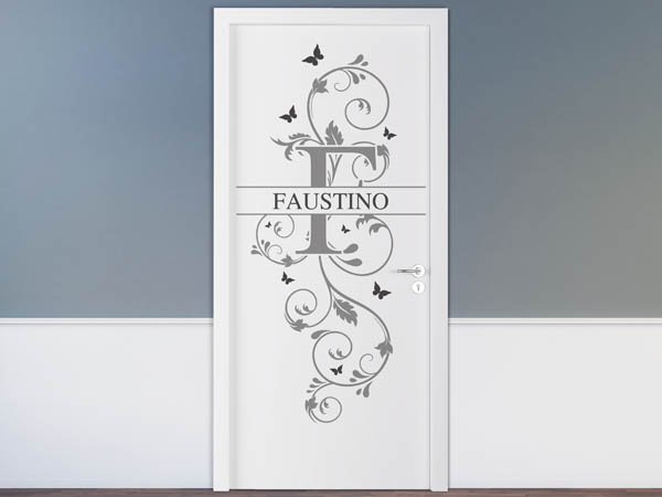 Wandtattoo Namensschild Faustino auf einer Tür