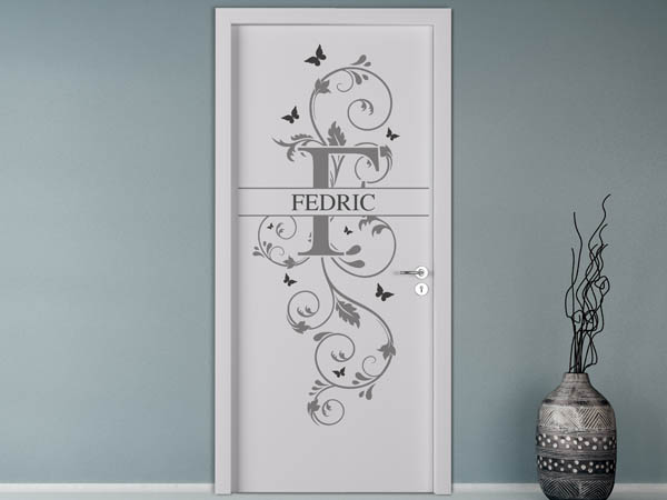 Wandtattoo Namensschild Fedric auf einer Tür
