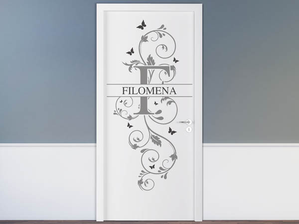 Wandtattoo Namensschild Filomena auf einer Tür
