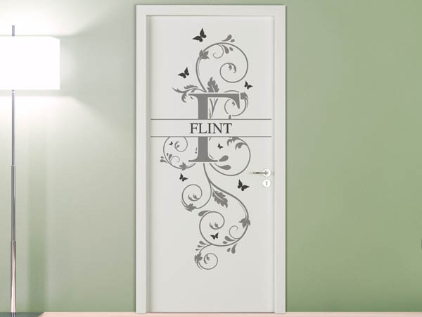 Wandtattoo Namensschild Flint auf einer Tür