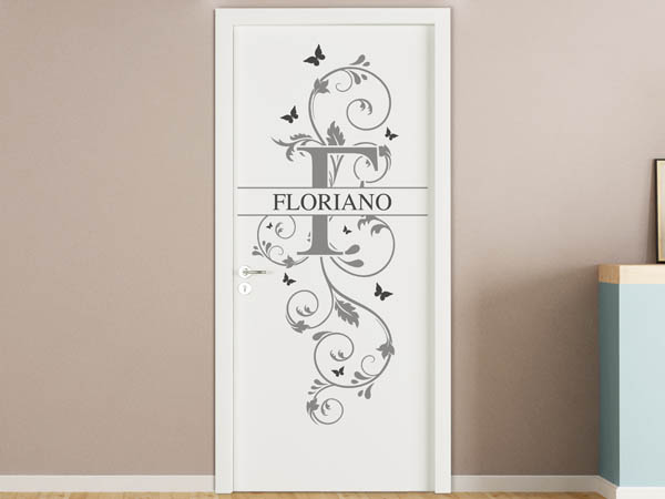 Wandtattoo Namensschild Floriano auf einer Tür