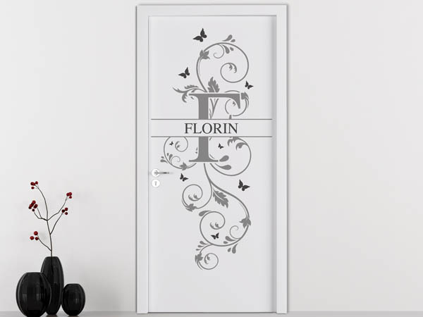 Wandtattoo Namensschild Florin auf einer Tür