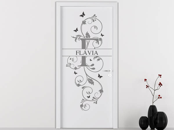 Wandtattoo Namensschild Flávia auf einer Tür