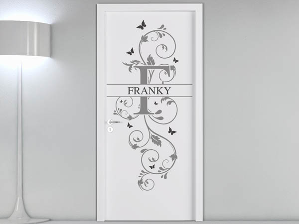 Wandtattoo Namensschild Franky auf einer Tür