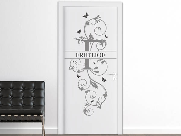 Wandtattoo Namensschild Fridtjof auf einer Tür