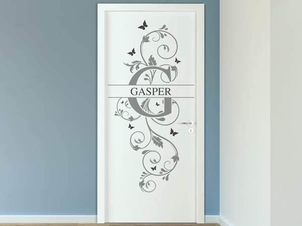Wandtattoo Namensschild Gasper auf einer Tür