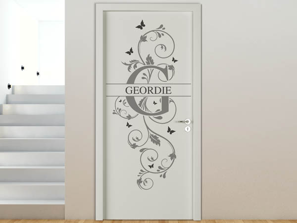 Wandtattoo Namensschild Geordie auf einer Tür