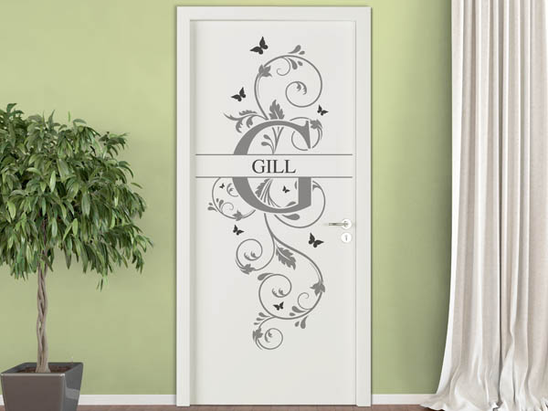 Wandtattoo Namensschild Gill auf einer Tür