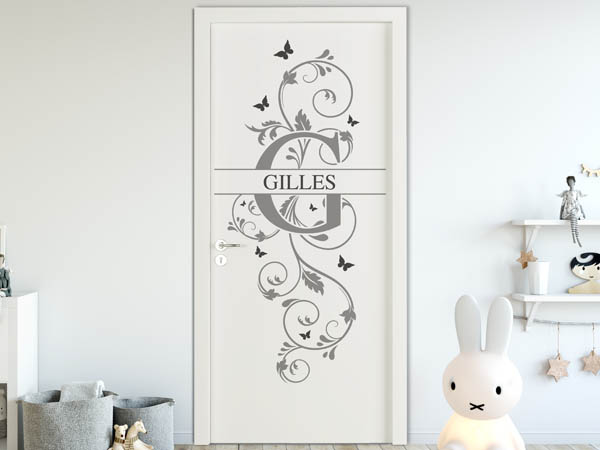 Wandtattoo Namensschild Gilles auf einer Tür