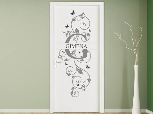 Wandtattoo Namensschild Gimena auf einer Tür