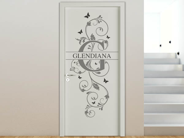 Wandtattoo Namensschild Glendiana auf einer Tür