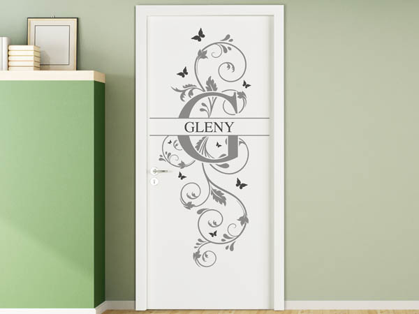 Wandtattoo Namensschild Gleny auf einer Tür