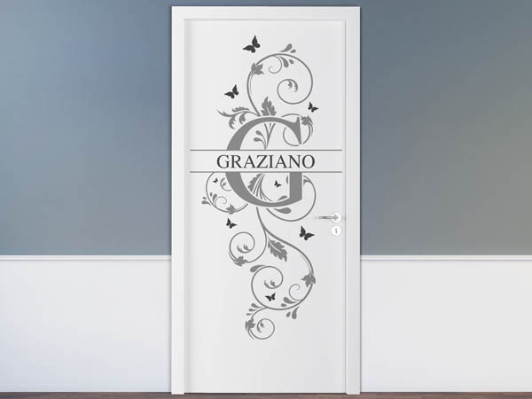 Wandtattoo Namensschild Graziano auf einer Tür