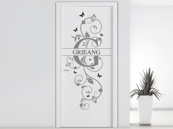 Wandtattoo Namensschild Grieang auf einer Tür
