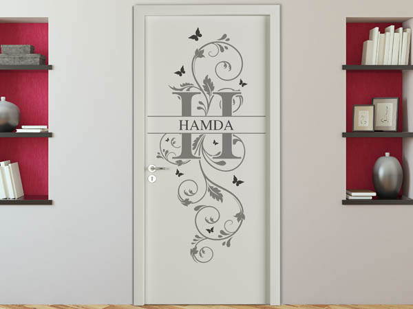 Wandtattoo Namensschild Hamda auf einer Tür