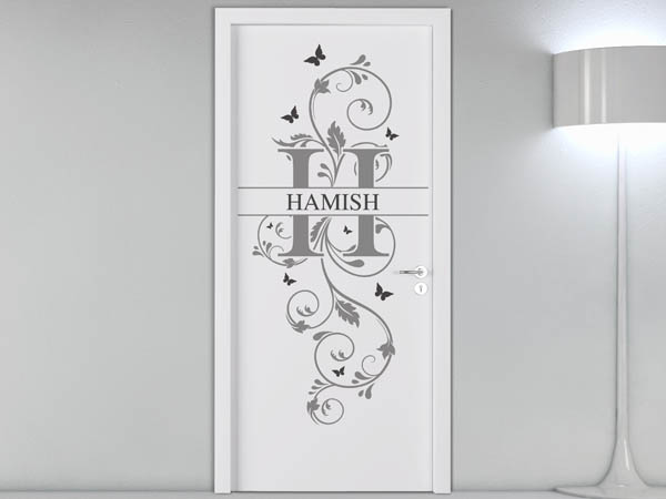 Wandtattoo Namensschild Hamish auf einer Tür