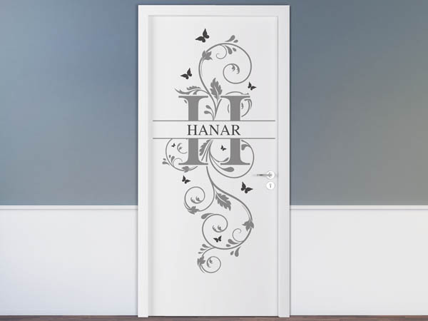 Wandtattoo Namensschild Hanar auf einer Tür