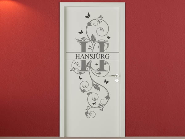 Wandtattoo Namensschild Hansjürg auf einer Tür