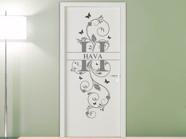 Wandtattoo Namensschild Hava auf einer Tür