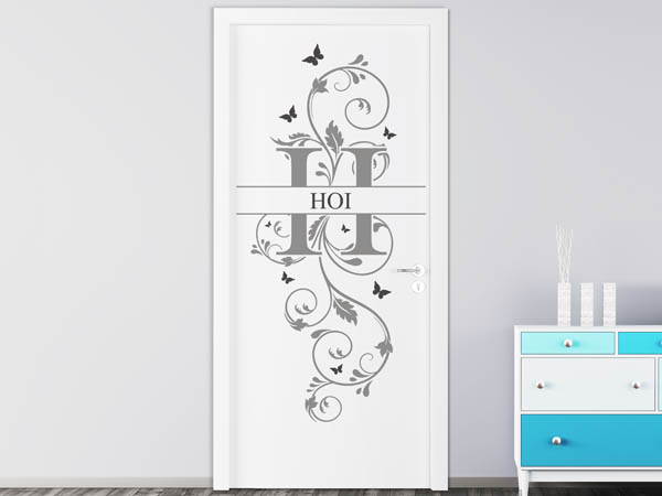 Wandtattoo Namensschild Hoi auf einer Tür