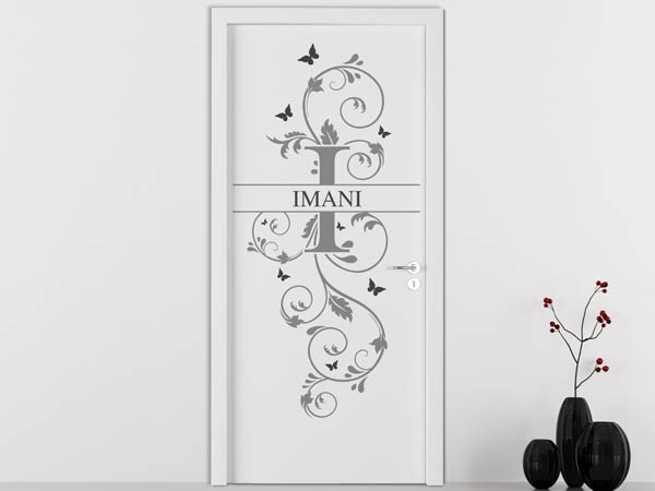 Wandtattoo Namensschild Imani auf einer Tür