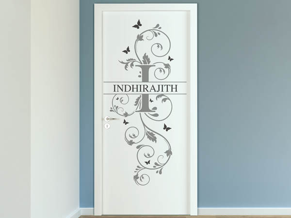 Wandtattoo Namensschild Indhirajith auf einer Tür