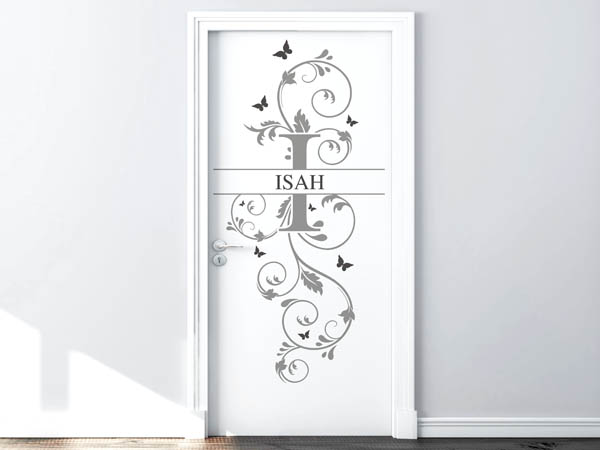 Wandtattoo Namensschild Isah auf einer Tür