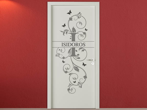 Wandtattoo Namensschild Isidoros auf einer Tür