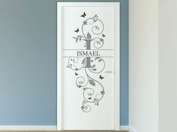 Wandtattoo Namensschild Ismael auf einer Tür