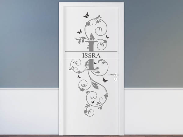 Wandtattoo Namensschild Issra auf einer Tür