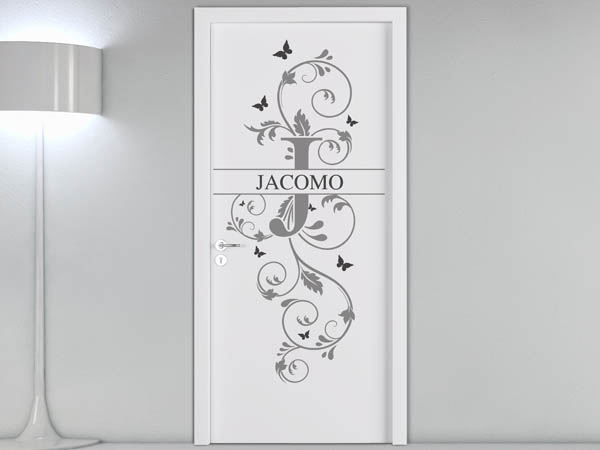 Wandtattoo Namensschild Jacomo auf einer Tür