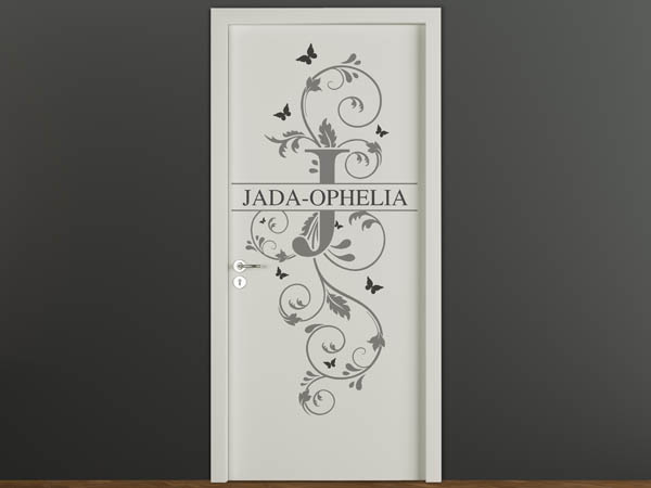 Wandtattoo Namensschild Jada-Ophelia auf einer Tür