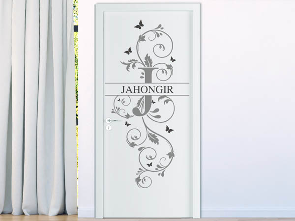 Wandtattoo Namensschild Jahongir auf einer Tür