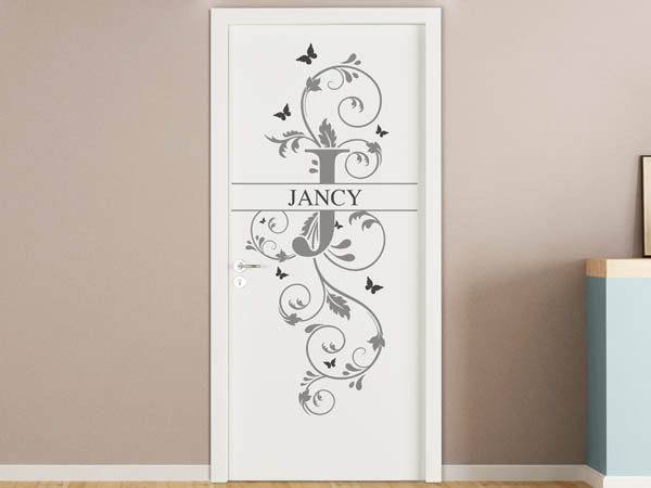 Wandtattoo Namensschild Jancy auf einer Tür