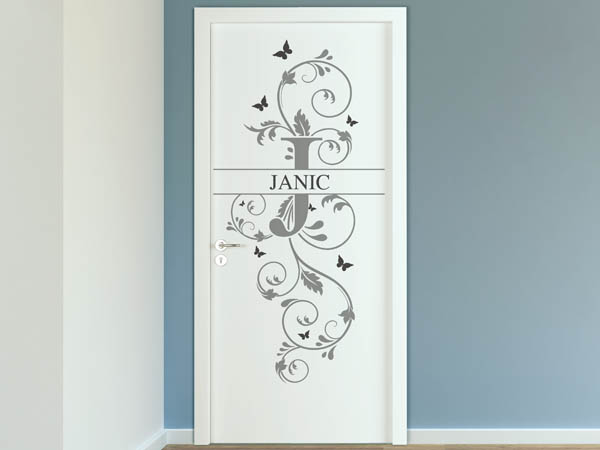 Wandtattoo Namensschild Janic auf einer Tür