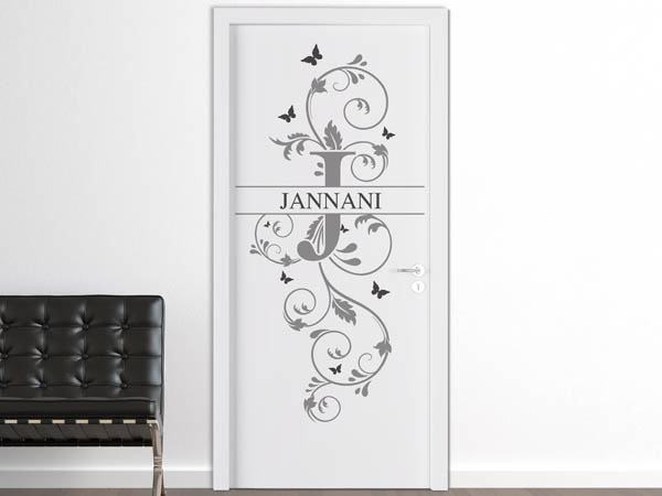 Wandtattoo Namensschild Jannani auf einer Tür