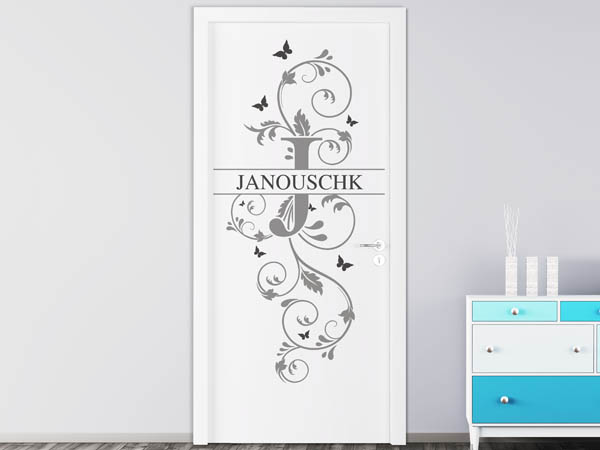 Wandtattoo Namensschild Janouschk auf einer Tür