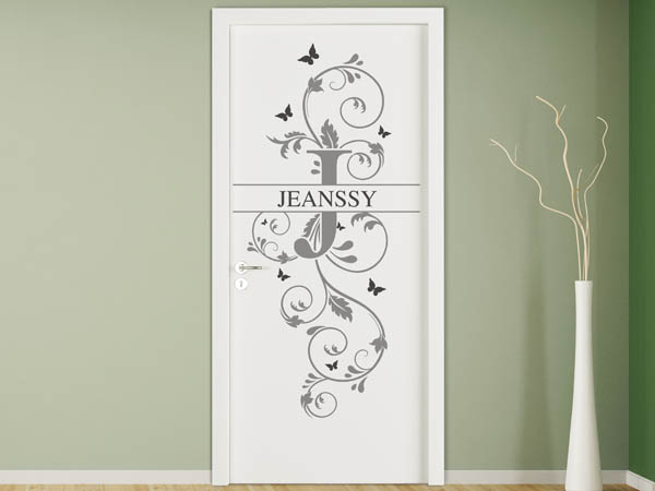Wandtattoo Namensschild Jeanssy auf einer Tür