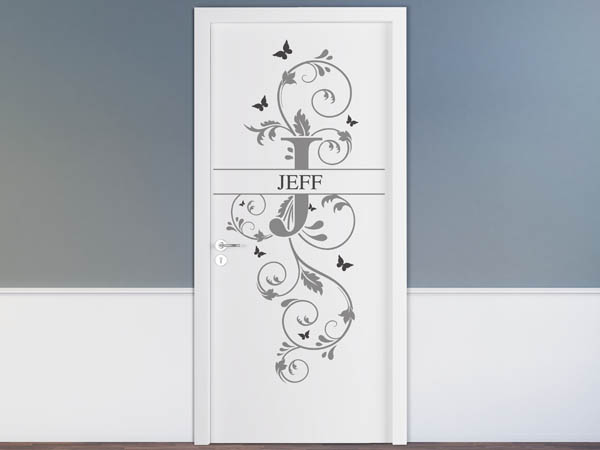 Wandtattoo Namensschild Jeff auf einer Tür