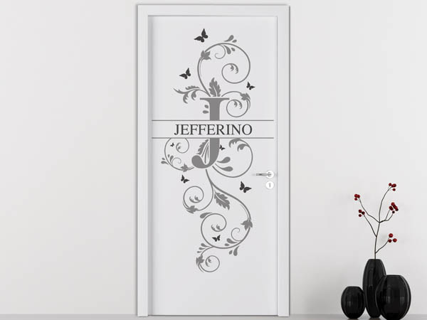 Wandtattoo Namensschild Jefferino auf einer Tür