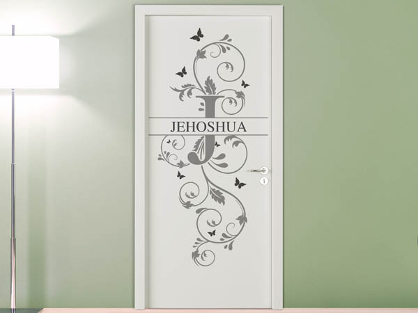 Wandtattoo Namensschild Jehoshua auf einer Tür