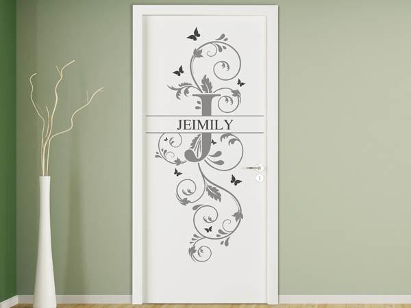 Wandtattoo Namensschild Jeimily auf einer Tür