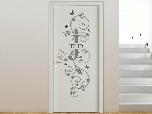 Wandtattoo Namensschild Jelid auf einer Tür