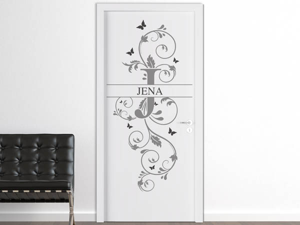 Wandtattoo Namensschild Jena auf einer Tür