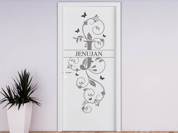 Wandtattoo Namensschild Jenujan auf einer Tür