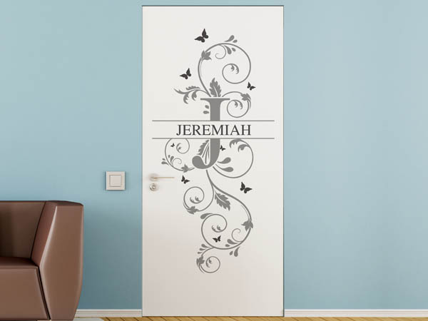 Wandtattoo Namensschild Jeremiah auf einer Tür