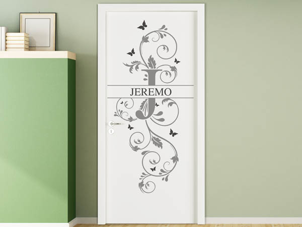 Wandtattoo Namensschild Jeremo auf einer Tür